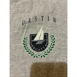 Vintage Destin Florida Striped T-Shirt Gray White XXL USA